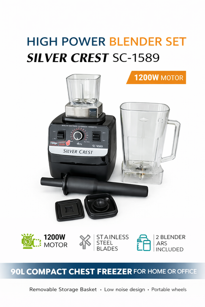Silvercrest Blender  Commercial Heavy Duty Powerful Blender 2.5l Black