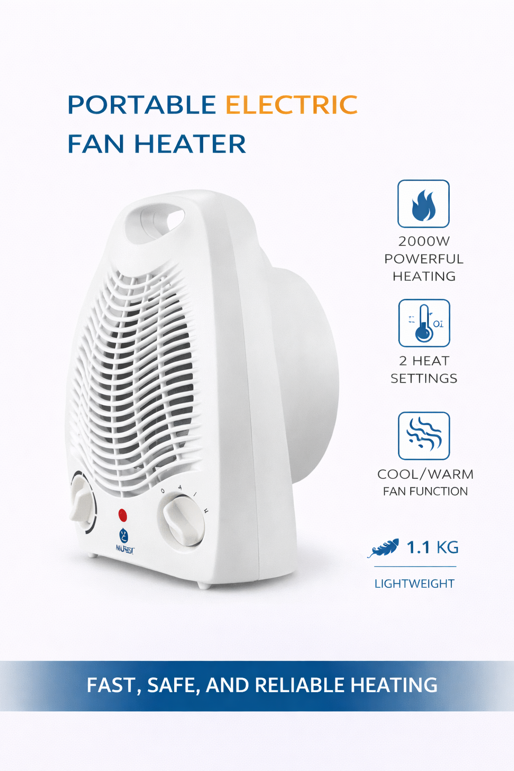 Nunix Heater, Hot/ Warm/ Normal Electric Room Heater Room Warmer NH01