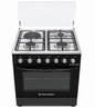 ElectroMate Cooker 60x60 3 Gas + 1 Electric Plate Electric Oven Rotisserie Timer Black