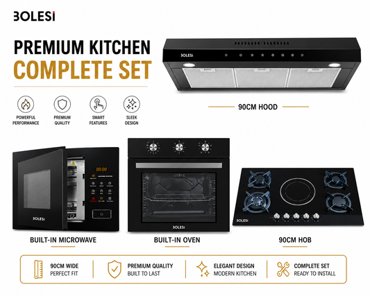 Bolesi 90cm Built-In Kitchen Set, Hob, Hood, Oven And Microwave Combo, Modern Luxury Kitchen Appliances