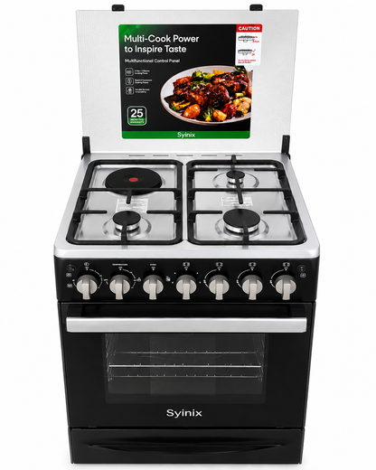 Syinix Cooker 60x60cm 3+1 with 80L Electric Oven & Rotisserie  Q60GC3