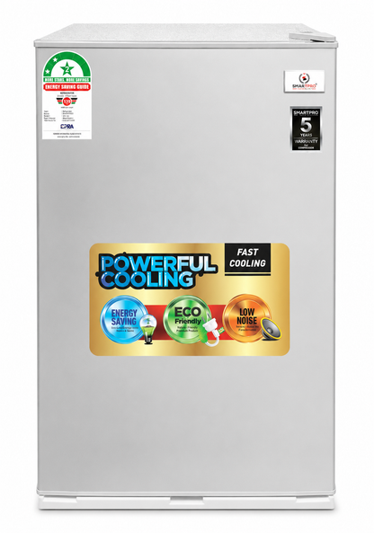Smart pro  SFR-120-DT-I Single Door Refrigerator, Powerful Cooling, Energy Saving 90 Litres - Silver (5YR WRTY).