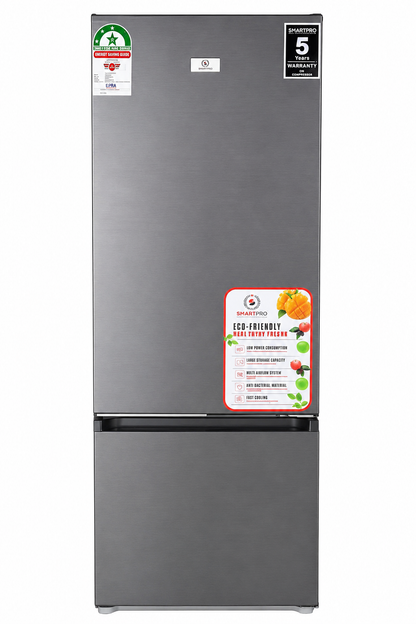 Smartpro 300L Bottom Freezer Refrigerator SFR-400-DBI – Inverter, Low Noise, Dark Grey