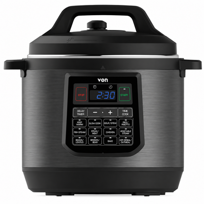 VON Pressure Cooker Electric  8L 1200W – 12 Preset Programs, LED Display VPC813XMK