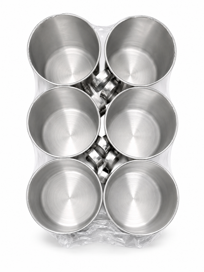 Mugs Set Stainless Steel  of 6 – 9cm Durable Metal Cups for Tea, Coffee & Drinks