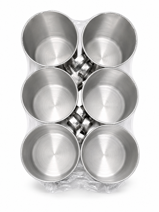 Mugs Set Stainless Steel  of 6 – 9cm Durable Metal Cups for Tea, Coffee & Drinks