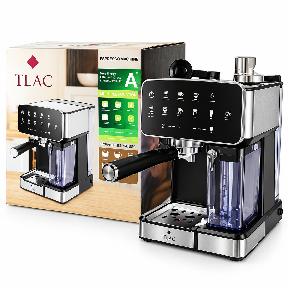 Tlac Coffee Machine Espresso TCFM-101 – 1.8L, Automatic Milk Frother, Touch Control, Cold Brew