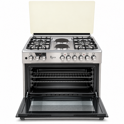 Roch Cooker Free Standing 4 Gas Burners and 2 Hot Plates,Electric oven 60×90