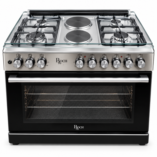 Roch Cooker Free Standing 4 Gas Burners and 2 Hot Plates,Electric oven 60×90