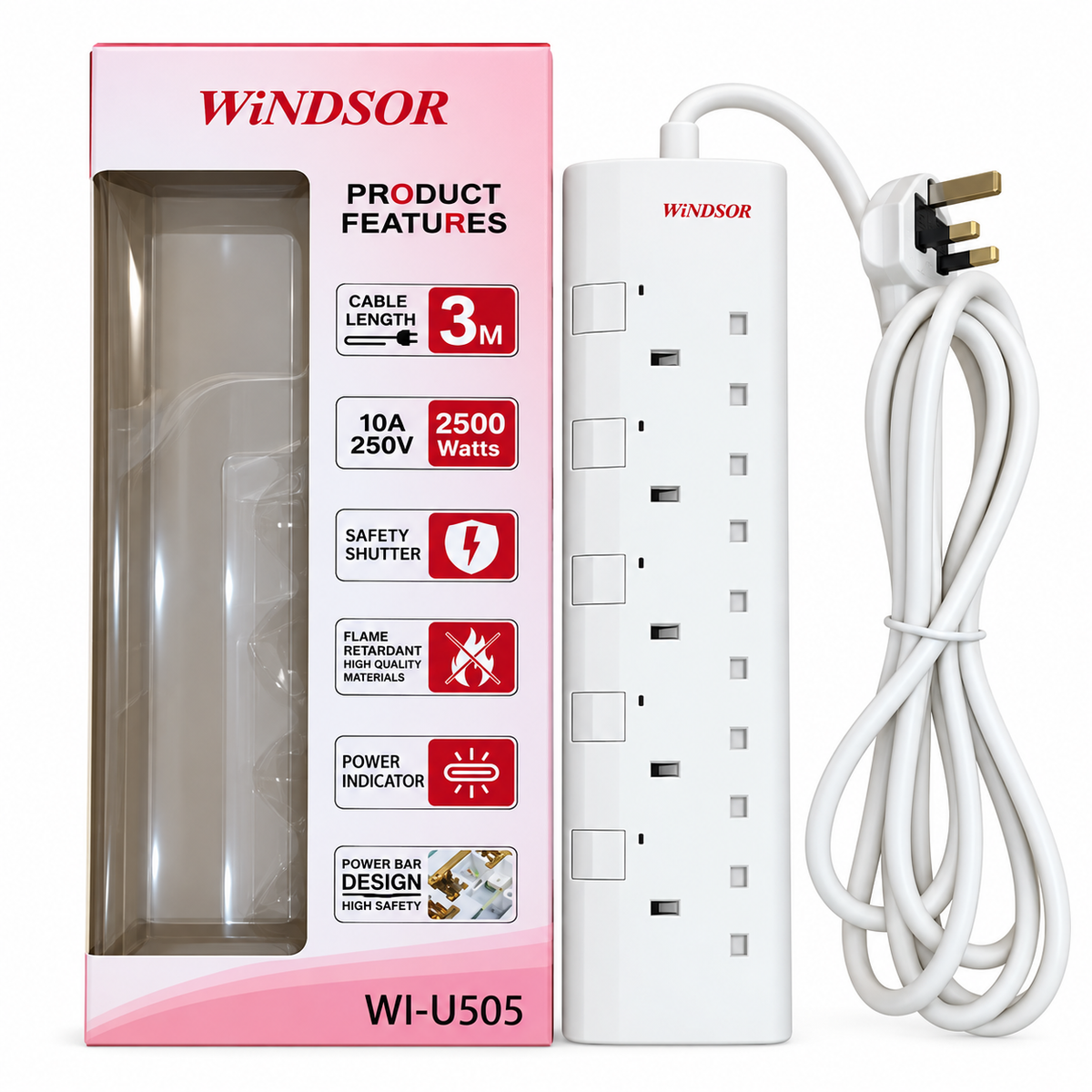Windsor Extension Cable, Heavy Duty 5 Way WI-U505