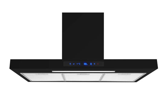 AIFIKE AFK186 90CM Kitchen Extractor Hood Black Glass 3 Speed LED Cooker Hood