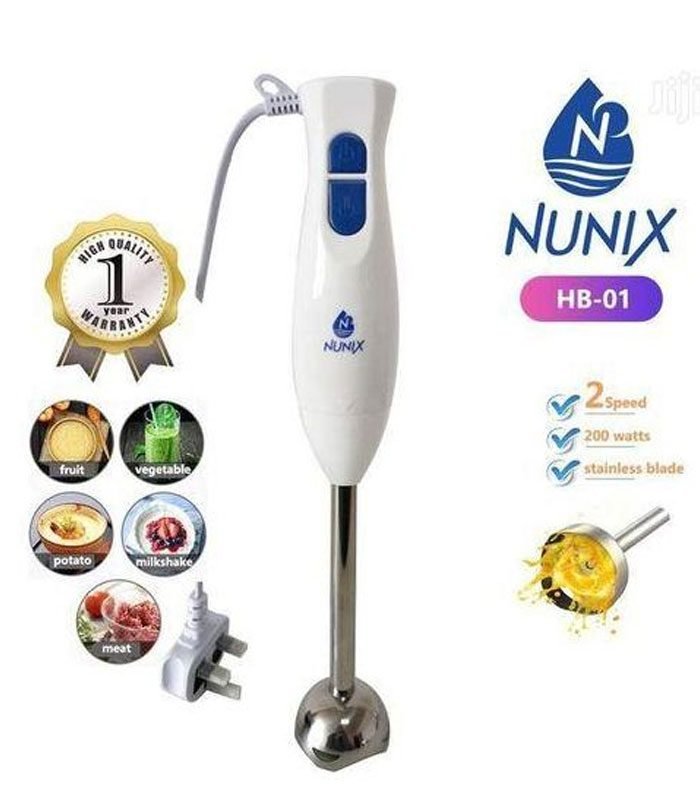Nunix Blender,  Hand Blender Speed With Stainless Steel Blades HB-01