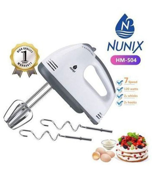 Nunix Mixer,  Electric Hand Mixer Whisk Egg Beater Cake Baking Mixer HM-504