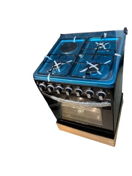 Unitech Cooker 60x60 3 Gas Jet Burners and 1Hot Plate with Electric Oven Black