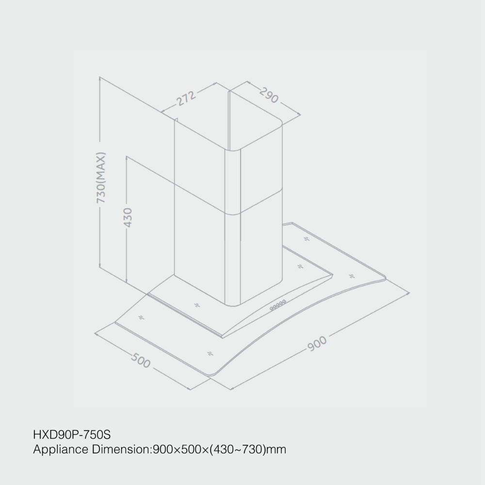 Haier Hood 90cm Curved Kitchen Chimney HXD90P-750S