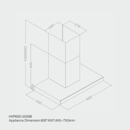 Haier Hood 60cm Kitchen Built-in HXP60D-550SB