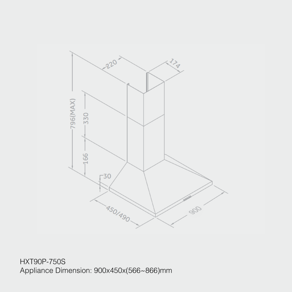 HAIER Hood 90cm Kitchen Chimney HXT90P - 750S