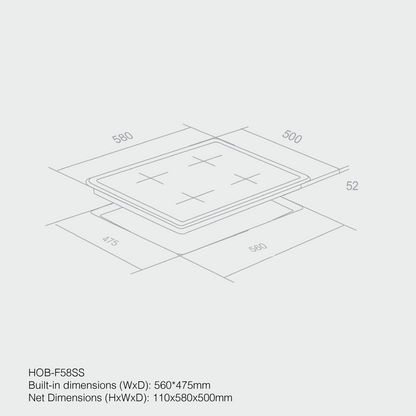 Haier Hob 3+1 Built-in Cooker Stainless steel 60cm HOB - F60FS