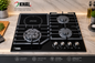 Khal Hob 3 Gas(1 wok) + 1 electric ceramic plate, black glass 60cm