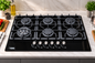 Khal Hob 6 Gas Burner with 1 Wok Burner, Black Glass 90cm ID-6002
