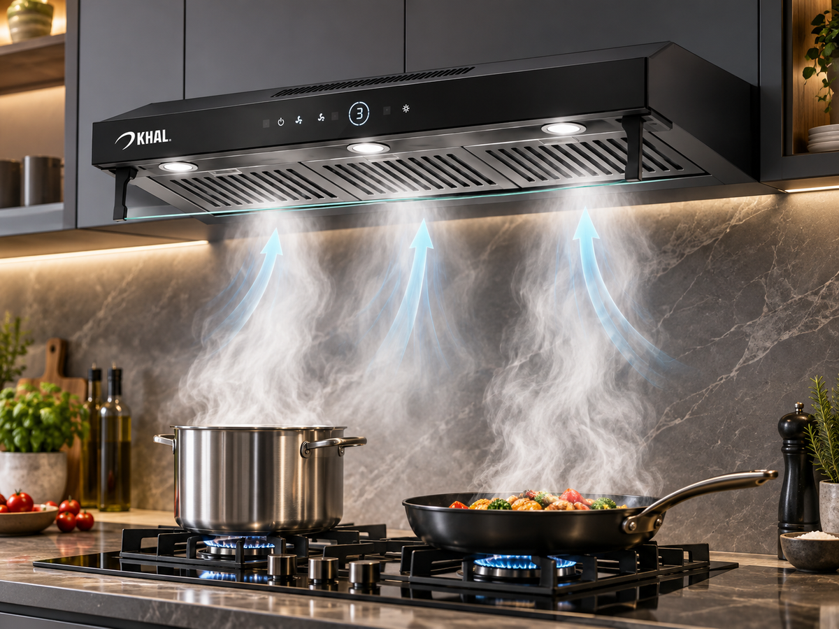 KHAL Hood undercabinet with Palm Sensor, Touch Control,Non Stick Filters,Black 90cm ID-90