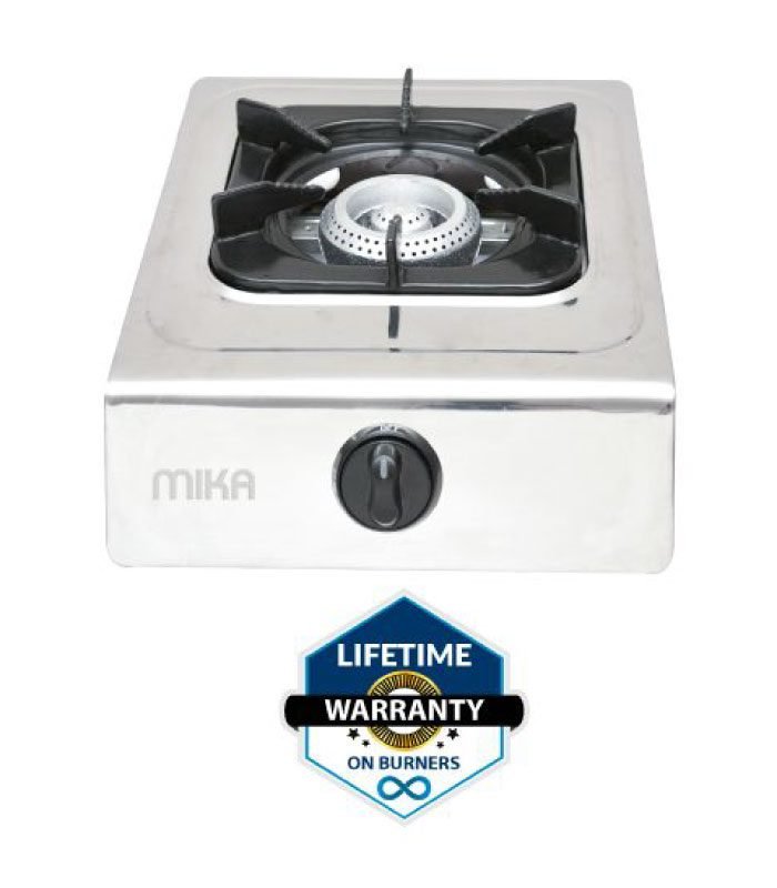 Mika Cooker, Gas Stove, Table Top, Single Burner, Stainless Steel Body