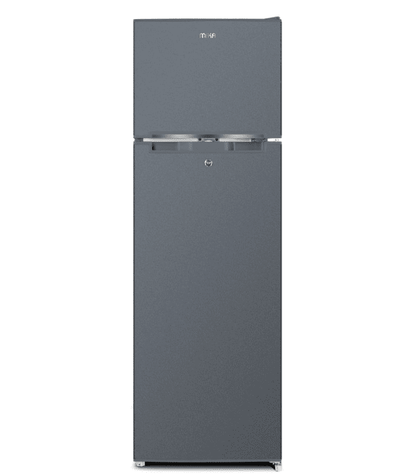 Mika Fridge, 168L, 2 Door Top Mount Freezer, Defrost (Direct Cool), Line Silver Light