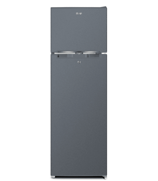 Mika Fridge, 168L, 2 Door Top Mount Freezer, Defrost (Direct Cool), Line Silver Light
