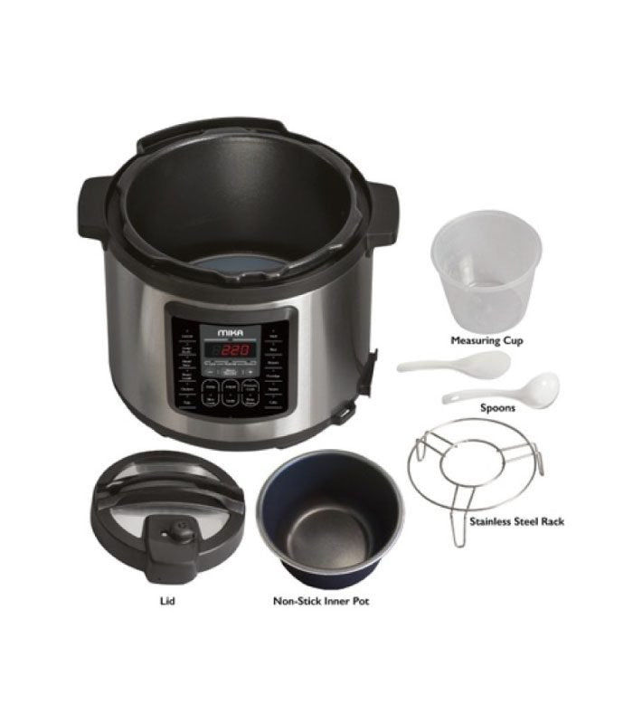 Mika Pressure Cooker, 6L, Stainless Steel &amp; Black MPC1106