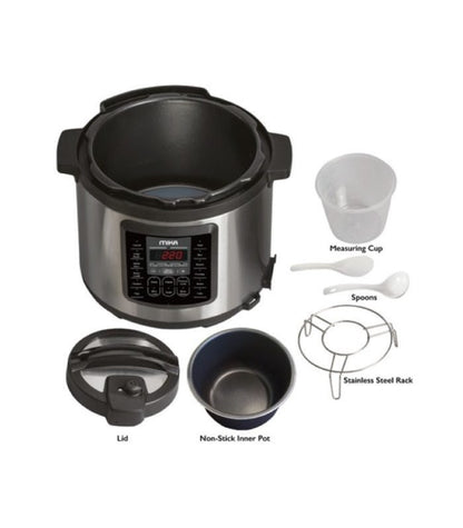 Mika Pressure Cooker, 6L, Stainless Steel &amp; Black MPC1106