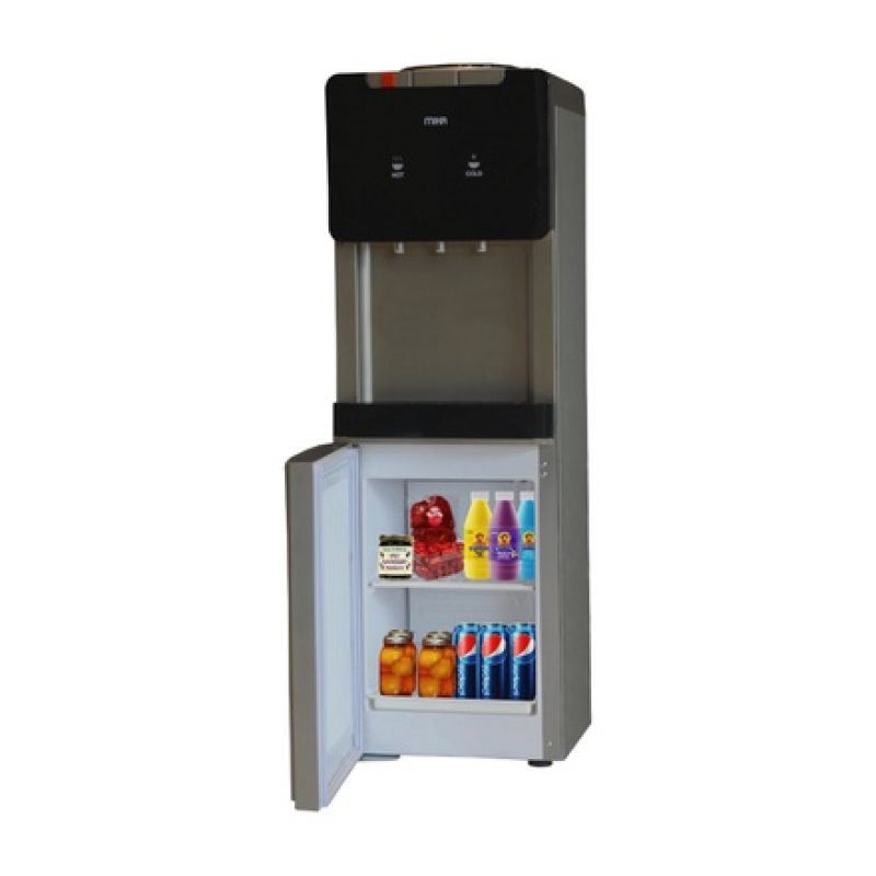 Mika Dispenser, Standing, Hot, Normal &amp; Cold (3 Taps),With Cabinet, Refrigerator, Silver &amp; Dark MWD2702