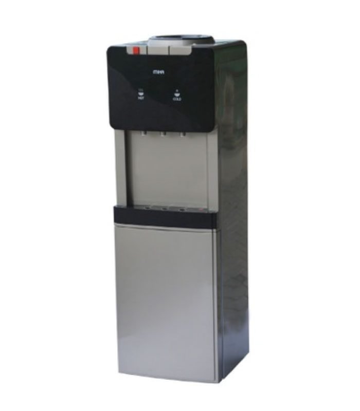 Mika Dispenser, Standing, Hot, Normal &amp; Cold (3 Taps),With Cabinet, Refrigerator, Silver &amp; Dark MWD2702