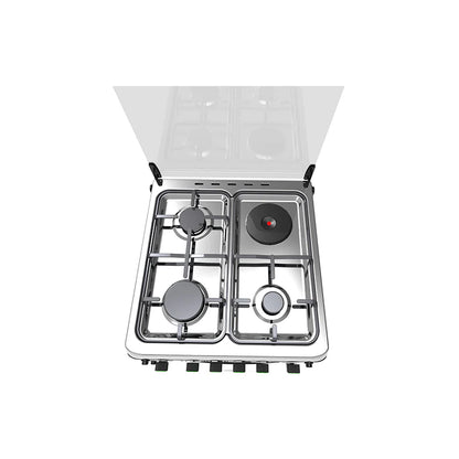 Syinix 50x55cm Gas Cooker Q50GC2, 3 Gas Burners + 1 Electric Hot Plate, Electric Oven, Auto Ignition, Rotisserie, Timer