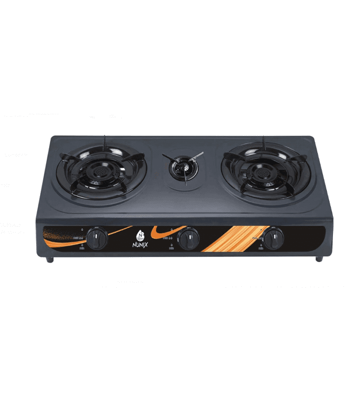 Nunix Cooker, Auto Ignition Stainless Steel Gas Stove 3 Burner ST-002