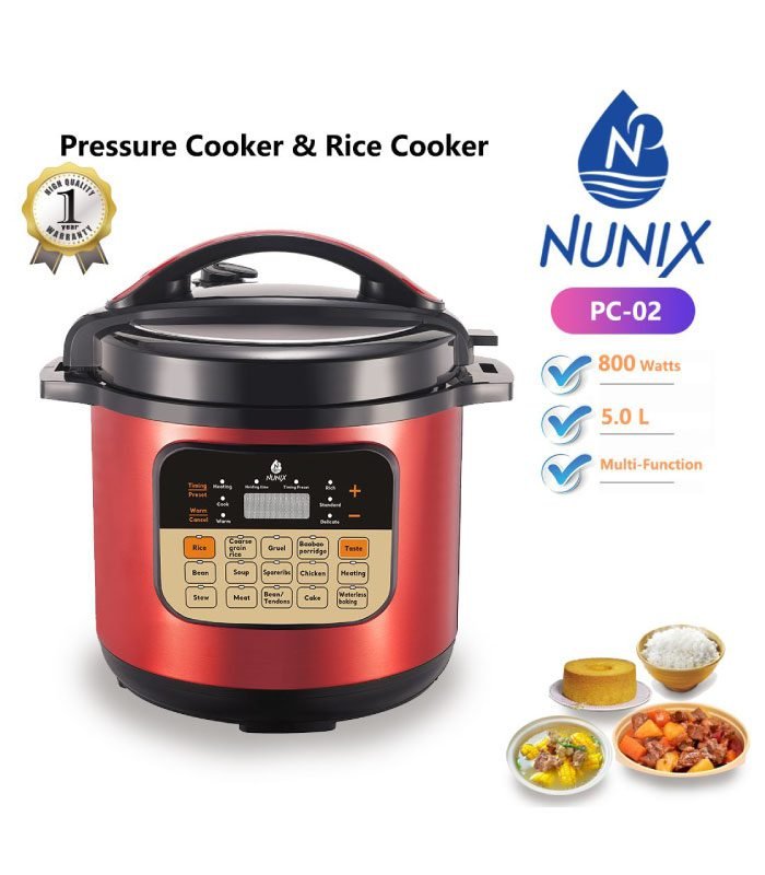 Nunix Pressure Cooker,  Multi-functional Pressure Cooker/ Rice Cooker PC-02
