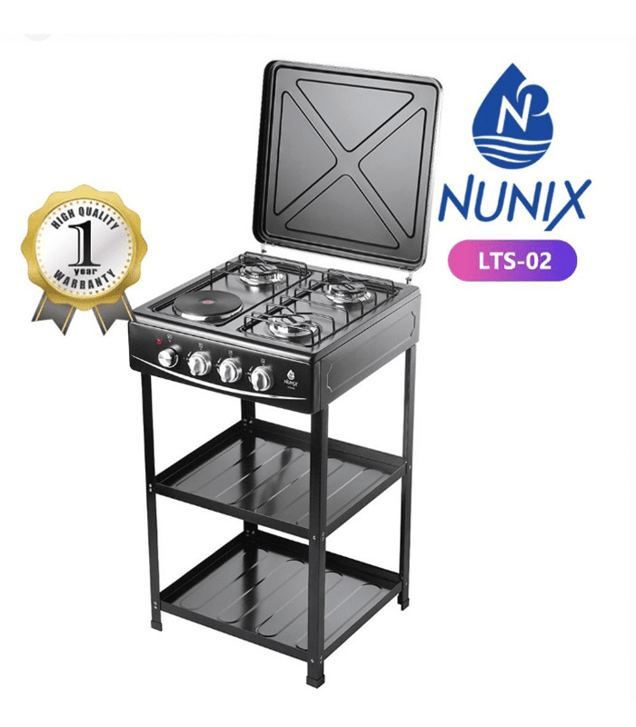 Nunix Cooker 3 Gas +1 Electric Plate Cooker Plus Shelves LTS-02