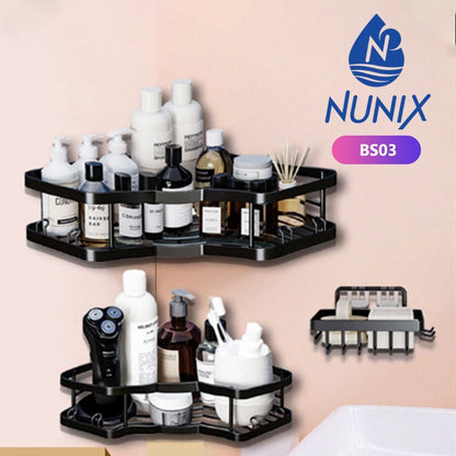 Nunix Corner Storage 3pcs Bathroom Storage Rack with Hooks