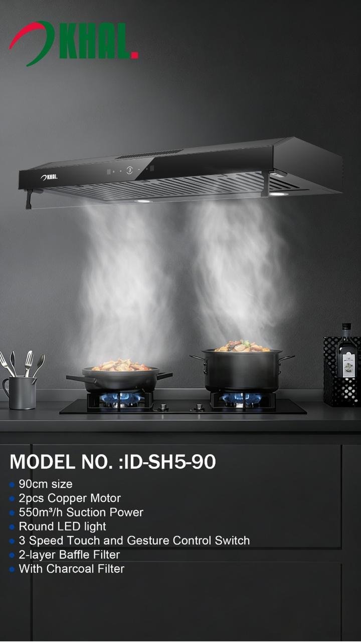 KHAL Hood Undercabinet Chimney,Touch/Gesture Control,Black 90cm ID-90
