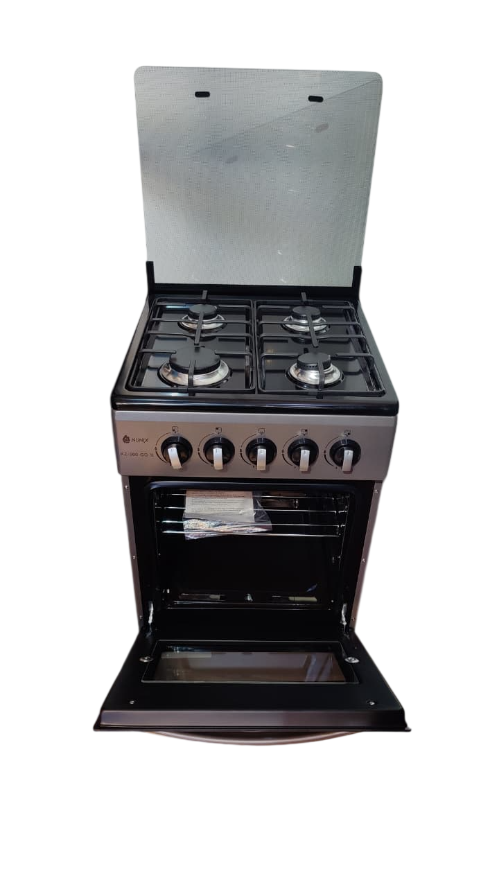 Nunix Cooker Freestanding 50×55cm 3Gas Burner, 1 Electric plate With Gas Oven KZ-560-3G1E-S