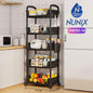 NUNIX  5-Tier Kitchen Organizer Rack With Rollers  Slim Storage Shelf  130x34.5x25.5cm Black YH6701-5A