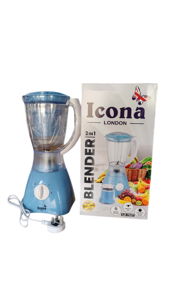 ICONA Blender &amp; Grinder 2 In 1 300W  1.5L Blue ILB-700T
