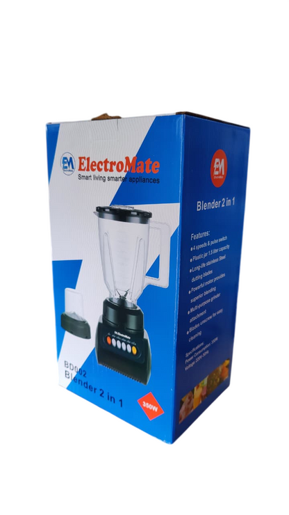 Electromate Blender 2 in 1  BD02  350W Powerful Kitchen Blender and Grinder Black
