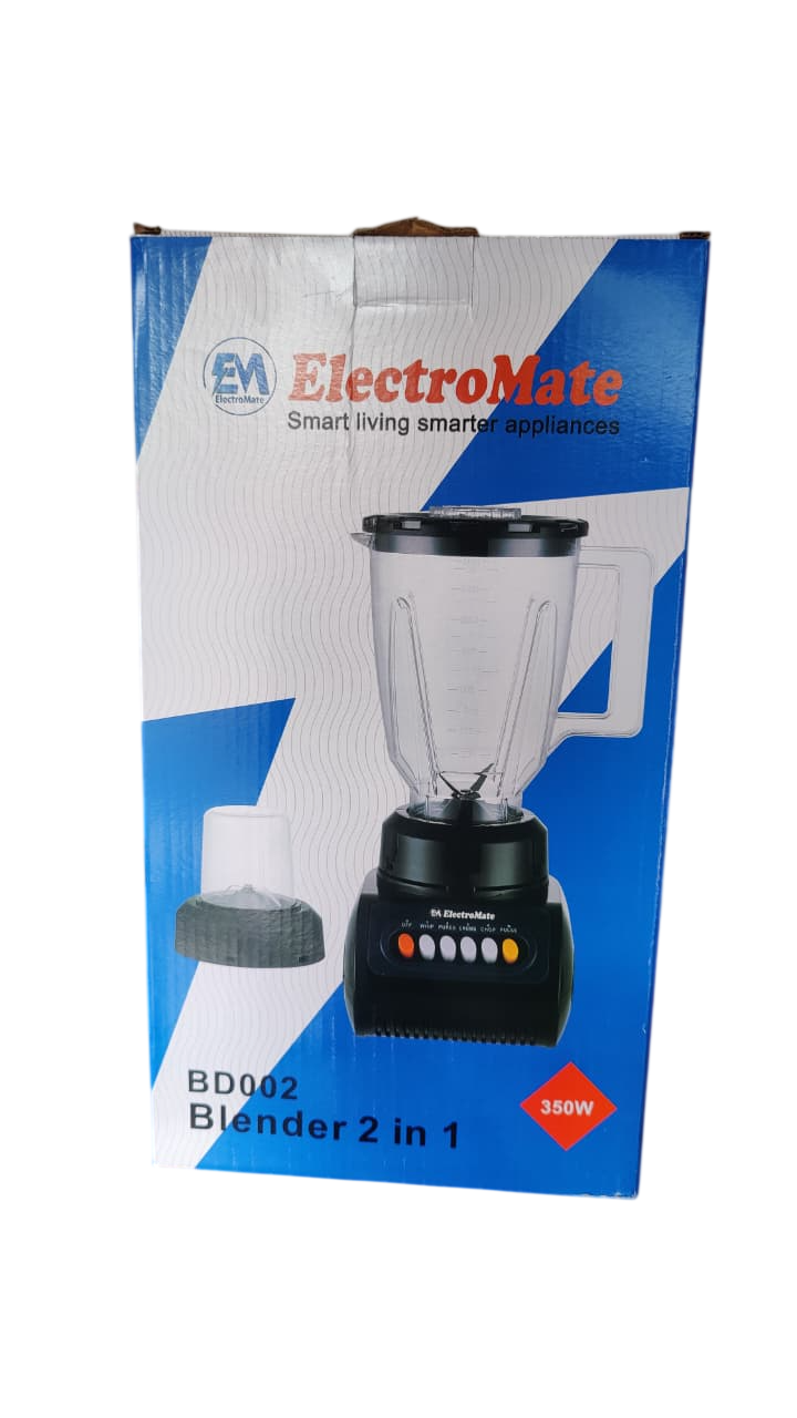 Electromate Blender 2 in 1  BD02  350W Powerful Kitchen Blender and Grinder Black