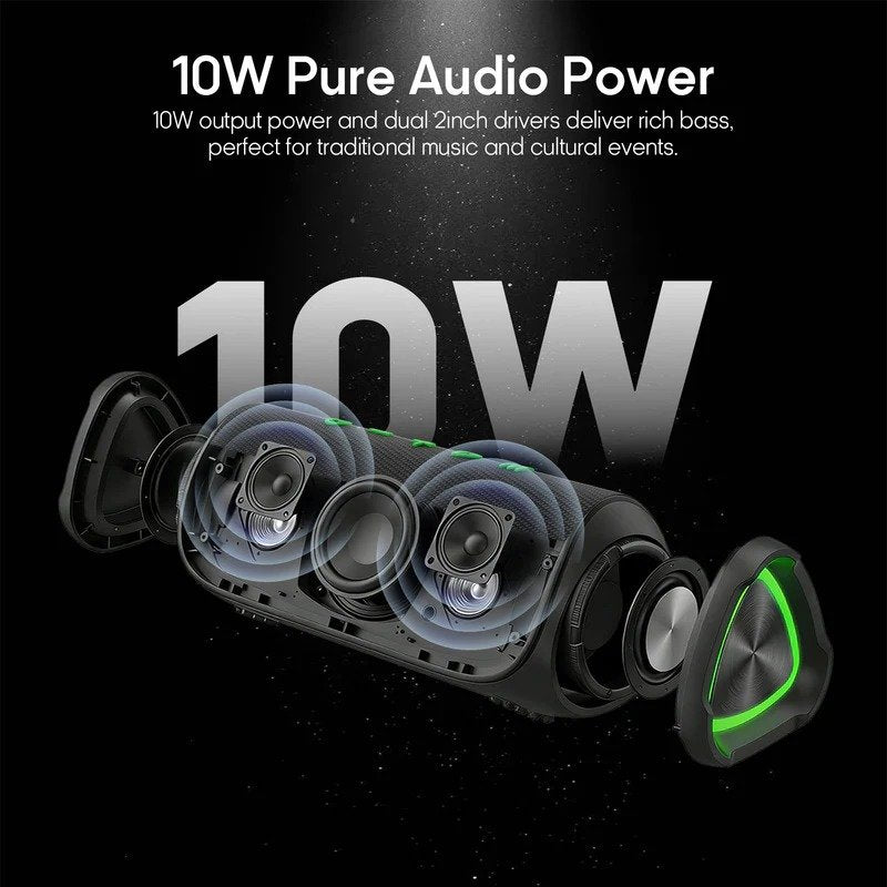 Syinix SYN-V13 Portable Bluetooth Speaker, 10W Wireless Speaker, 12H Playtime, IPX5 Waterproof, LED Beat Lights, 2200mAh Battery