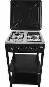 Olelon  Gas Cooker 3 Gas Burners + 1 Electric Hot Plate With Storage Shelves And Top Lid