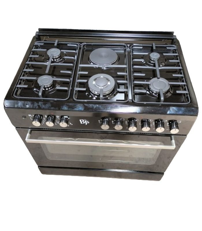 BJS Cooker,  4+1E,4 Gas 1 Hot Plates ,1 Wok ,Electric Oven 110L, Black