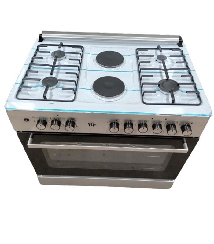 BJS Cooker, 4+2E,4 Gas Burners,2 Electric Plates,Electric Oven 110L,60cm*90cm,Silver