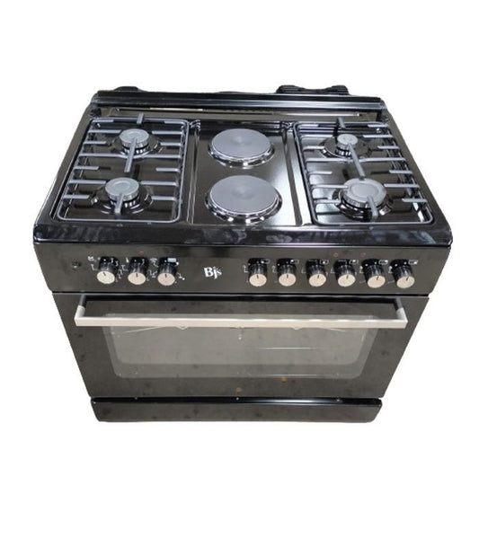 BJS Cooker, 4+2E,4 Gas Burners,2 Electric Plates,Electric Oven 110L,60cm*90cm, Black