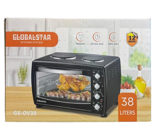 Globalstar Oven Electric 38L With Rotisserie and 2 Hotplates