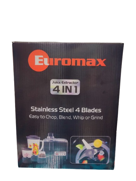 Euromax Juicers 4 in 1Food Processor with Blender Grinder and Mill 600W
